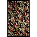Hand-tufted Black Floral Wool Rug (8' x 10')
