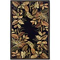 Hand-tufted Black Floral Ring Wool Rug (5' x 8')