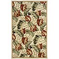 Hand-tufted Cream Floral Wool Rug (8' x 11')