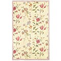 Hand-hooked Roses Wool Rug (8' x 10')
