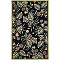 Hand-hooked Black Palms Wool Rug (5' x 8')