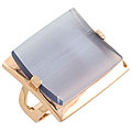 14k Pink Gold over Silver Square Cat Eye Ring
