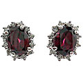 14k White Gold Rhodalite Garnet and Diamond Earrings