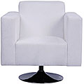 Ari Modern Pedestal Arm Chair White Microfiber