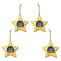 Set of 4 Ceramic 'Yellow Christmas Stars' Ornaments (Peru)