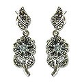 Silver 'Blue Hope' Topaz and Marcasite Earrings (Thailand)