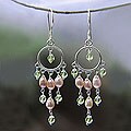 Silver 'Sweet Admiration' Pearl/ Peridot Earrings (Indonesia)