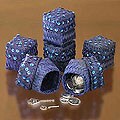 Set of 6 Bamboo 'Blue Shimmer' Mini Baskets (Indonesia)