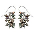 Silver 'Black Grapes' Cultured Pearl Earrings (Indonesia)