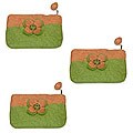 Set of 3 Wool 'Green Flower Power' Change Purses (Nepal)