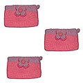 Set of 3 Wool 'Pink Flower Power' Change Purses (Nepal)