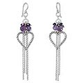 Silver 'Fantasy Hearts' Pearl/ Amethyst Earrings (Thailand)