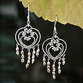 Sterling Silver 'Rose Romance' Pearl Earrings (Indonesia)