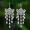 Sterling Silver 'White Rain' 3 mm Pearl Earrings (Indonesia)