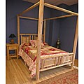 Log Pole Cedar Slat Adirondack Twin Canopy Bed