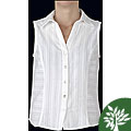 Women's White Sleeveless Organic Cotton Camp Shirt (Guatemala)