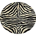 Contemporary Zebra Animal Print Wool Rug (6' Round)