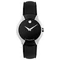 Movado Allia Ladies Black Leather Strap Watch