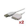 Eforcity 2-piece Data Charging Cable Set for iPhone/ Nano/ Video