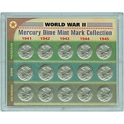 American Coin Treasures World War II Mercury Dime Mint Mark Collection