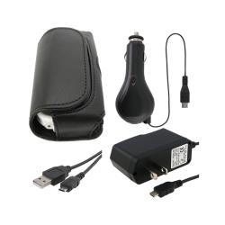 Eforcity Leather Case/ USB Cable/ Travel Charger for Blackberry / LG