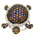 Meredith Leigh Silver Amethyst/ Citrine/ Diamond Turtle Ring
