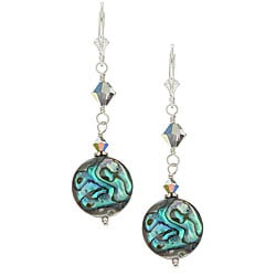 Lola's Jewelry Sterling Silver Paua Abalone Shell Round Earrings