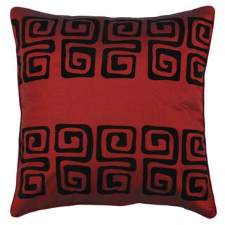 EXP Decorative Handmade Cushion Cover/Pillow Sham with Contemporary Black Swirls, Burgundy Red