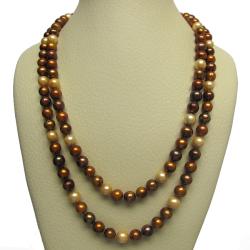 Multi-colored Brown Freshwater Pearl Endless Necklace (9-10 mm)