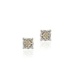 Sterling Silver 1/8ct TDW Champagne Diamond Earrings