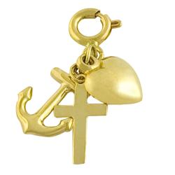14k Yellow Gold 'Faith, Hope and Charity' Symbol Charm