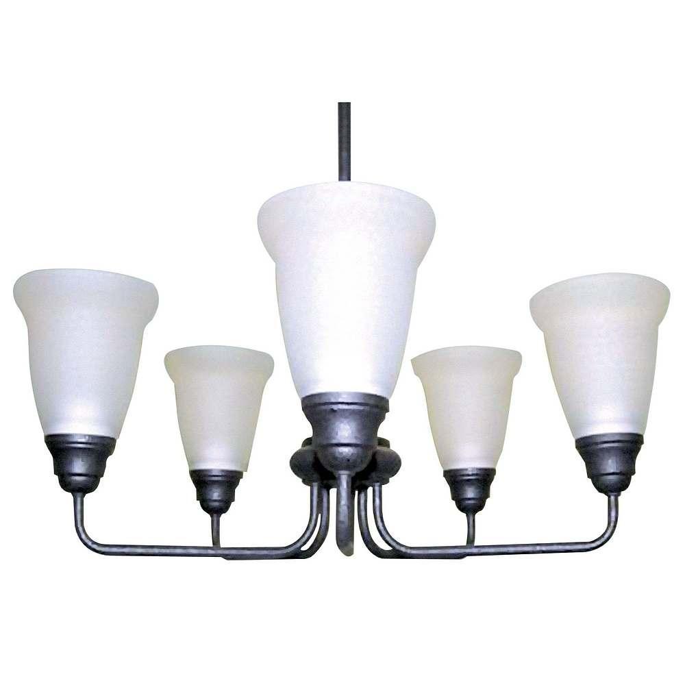 Forged Iron 5-light Satin Glass Chandelier