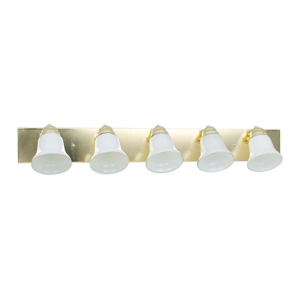Brass Finish 5-light Vanity with Cased Opal Glass