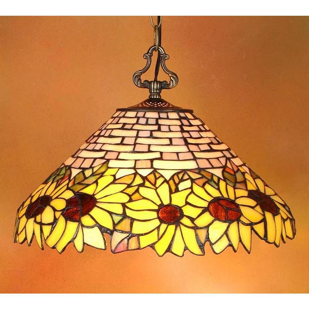 Bronze Tiffany-style Sunflower 2-light Hanging Fixture