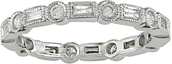 14k Gold 1/2ct TDW Round and Baguette Eternity Band (H-I, I1-I2)