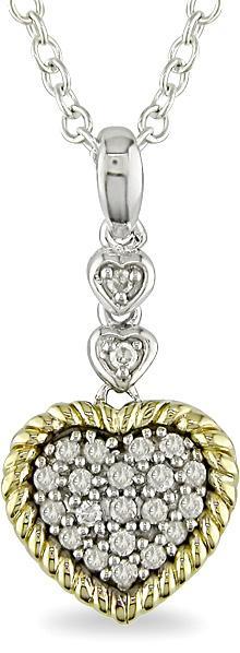 Silver and 10k Gold 1/5ct TDW Diamond Heart Necklace