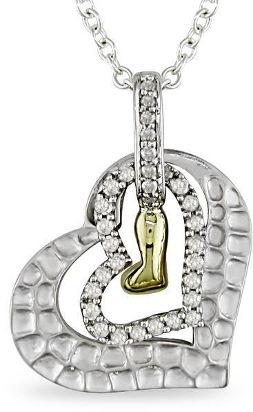 Silver and 10k Gold 1/4ct TDW Heart Necklace (J-K, I3)