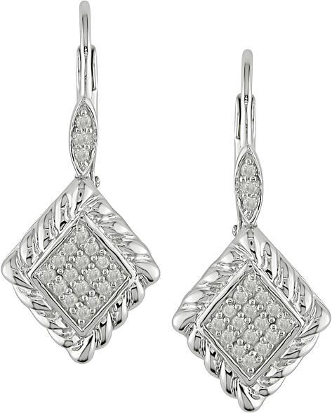 Sterling Silver 1/5ct TDW Diamond Leverback Earrings
