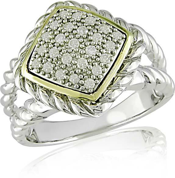 Silver and 10k Gold 1/4ct TDW Diamond Ring