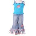 Lipstik Infant Girl's 2-piece Blue Flower Jeans Set