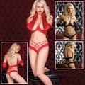 Stretch Lace Shelf Bra with Strappy Thong 2-piece Set