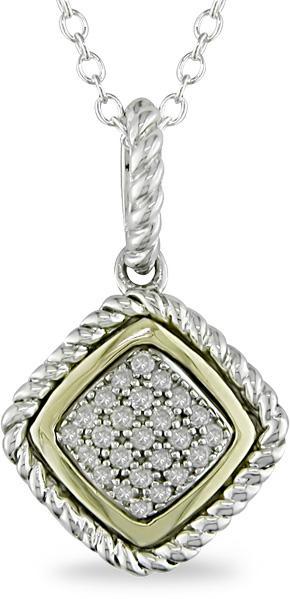Silver and 10k Gold 1/4ct TDW Diamond Necklace (J-K, I3)