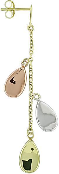 10k Gold Three-tone Dangle Teardrop Earrings