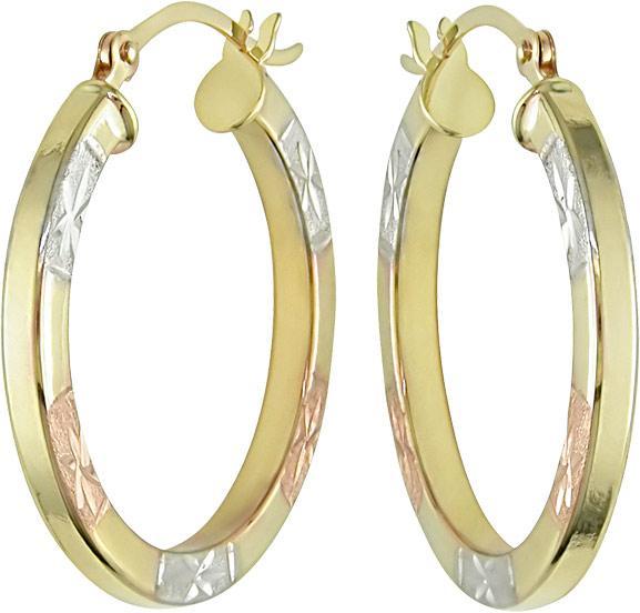 10k Three-tone Gold 22-mm Hoop Earrings