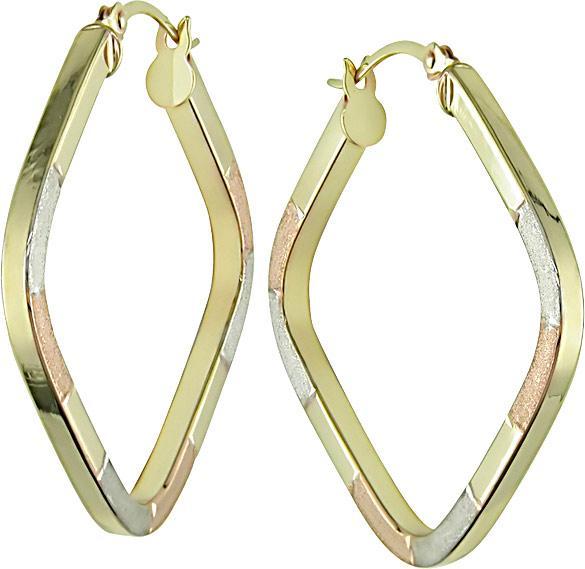10k Tri-tone Gold 24-mm Diamond-shaped Hoop Earrings