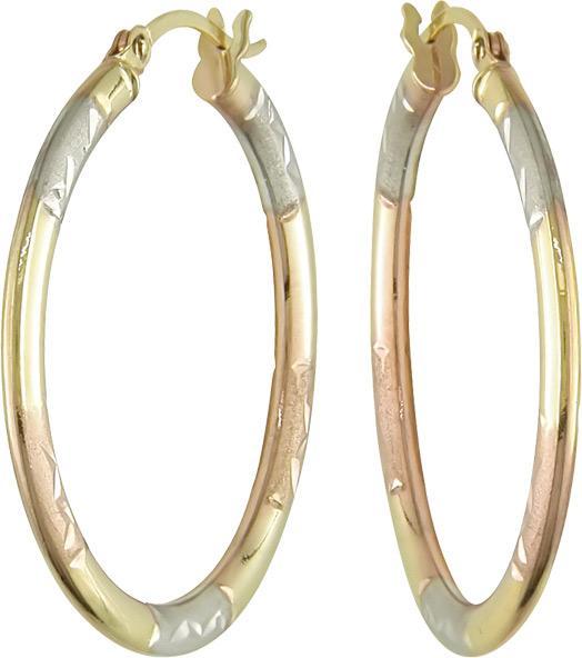 10k Tri-tone Gold 25-mm Hoop Earrings