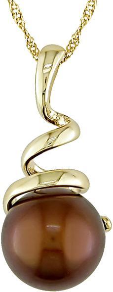 14k Yellow Gold FW Brown Pearl Necklace (8-9 mm)