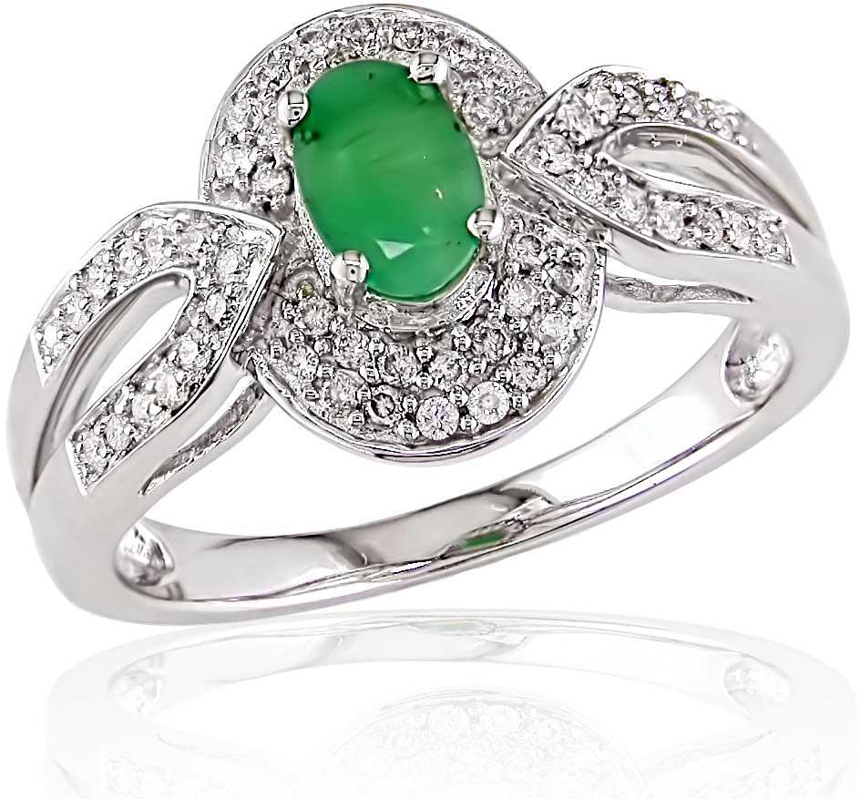 14k Gold Oval Emerald and 1/4ct TDW Diamond Ring