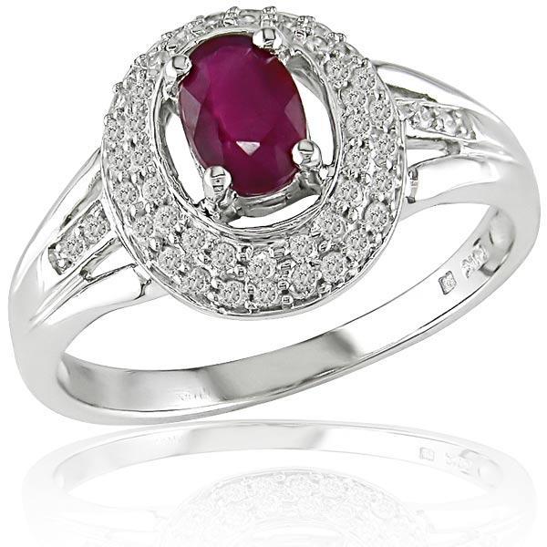 14k Gold Oval Ruby and 1/4ct TDW Diamond Ring