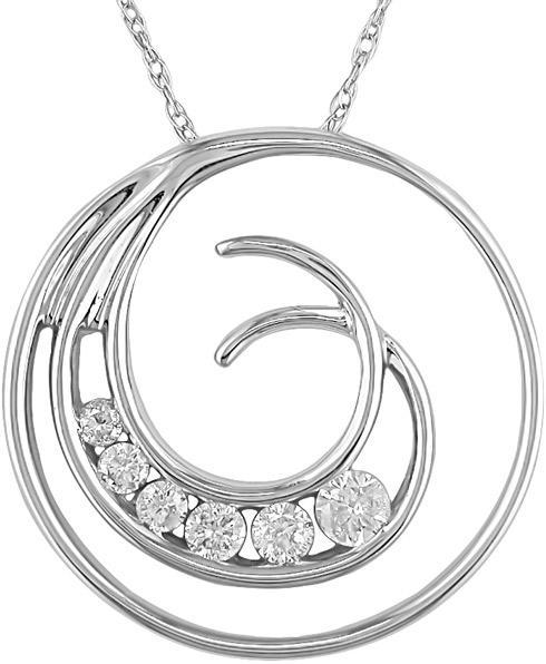 10k Gold 1/4ct TDW Diamond Circle Swirl Pendant (H-I, I1-I2)